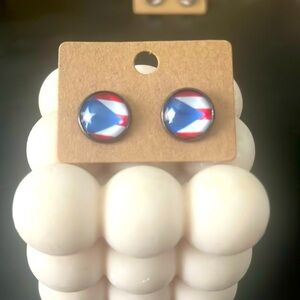 Hand Crafted Puerto Rican Flag Stud Earrings